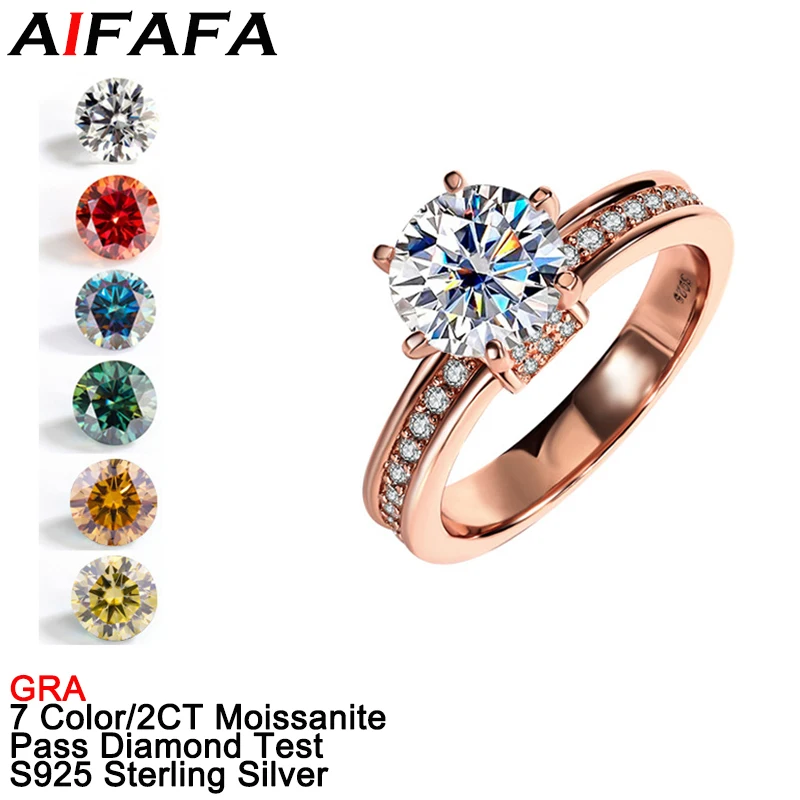 

2 Carat 7 Color Moissanite Crown Rings for Women Rose Gold 925 Silver Emerald Moissanita Lab Diamond Wedding Fine Jewelry GRA