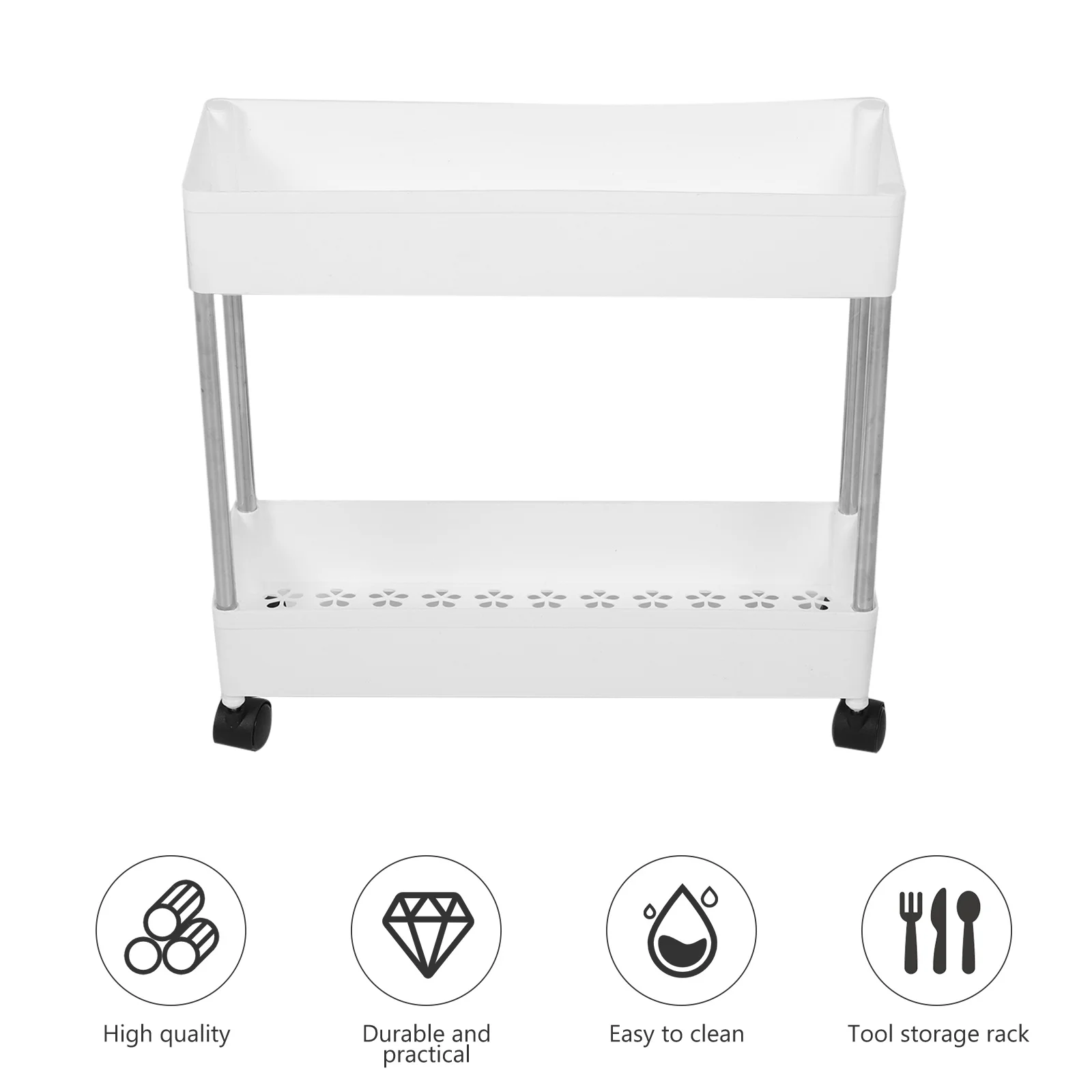 

1Pcs Multi-Layer Trolley Rack Floor Type Storage Cart for Kitchen Bathroom Living Room Cleaning Organizer Movable Storage Rack