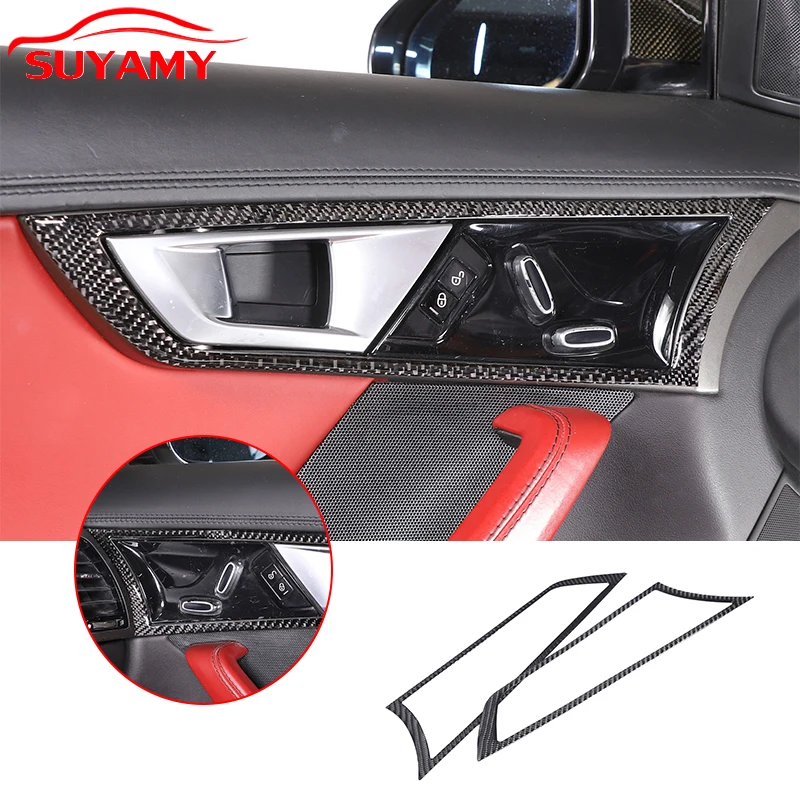 

Soft Carbon Fiber Car Inner Door Handle Panel Trim Stickers For Jaguar F-TYPE 2013-2022 Auto Interior Accessories