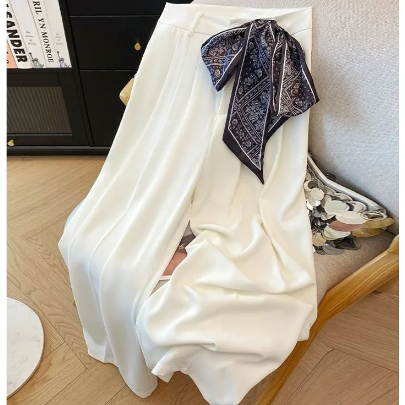 Nowe spodnie z wysokim stanem, prostymi nogawkami i szerokimi nogawkami, efekt obniżonych kropli, odpowiednie zarówno dla kobiet, jak i mężczyzn, modne i codzienne, styl letni.