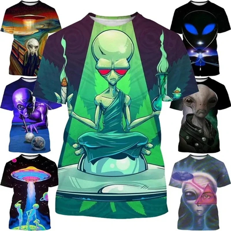 New UFO Alien Speciesion Invasion T-shirt Classic ET T Shirt Men Women Hipster 3D Summer Hip Hop Harajuku Style Super Cool Tops