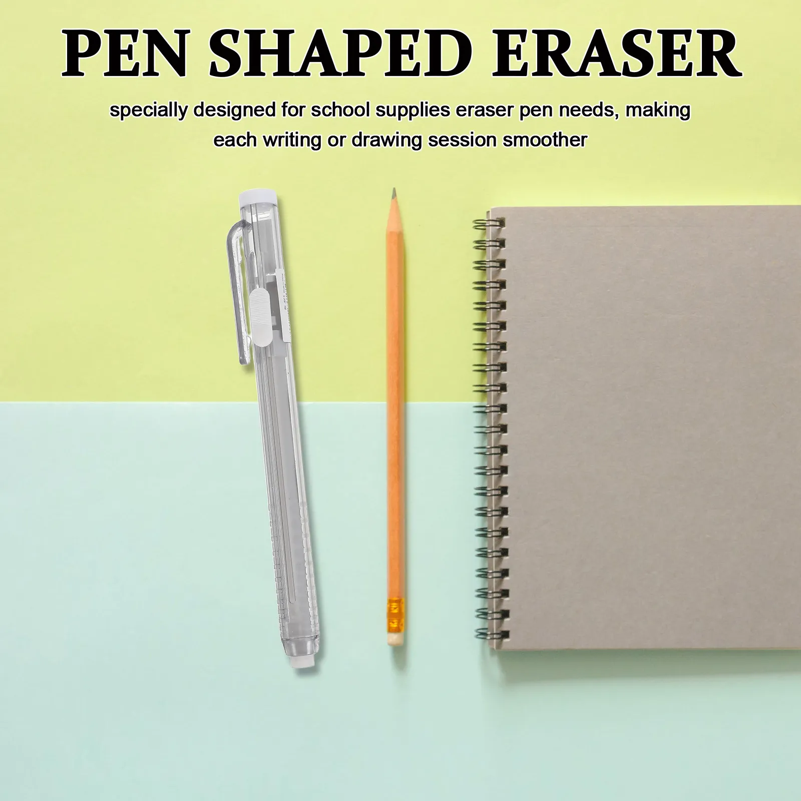 1Set Retractable Mechanical Pencil Eraser Pen Refillable Precise Correction Eraser Pen for School Artists Office Supplies with