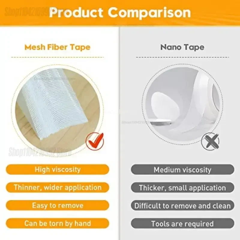 Nastro biadesivo Nastro biadesivo super extra ultra resistente Nastro di fissaggio sottile resistente Maglia traslucida impermeabile