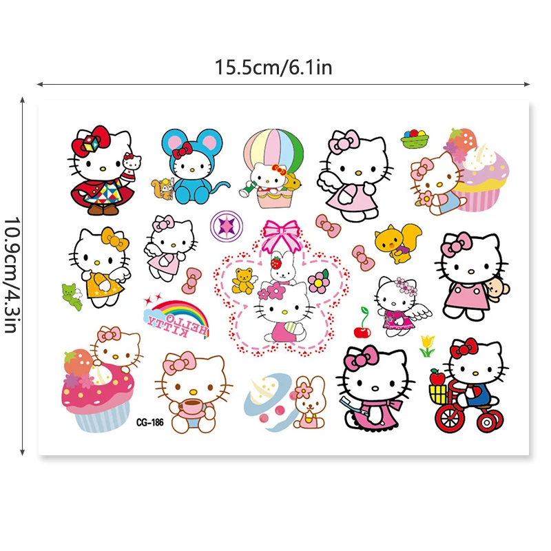 Sanrio Kuromi Hello Kitty Cat Tattoo Sticker Mymelody Tattoos Cinnamoroll Stickers Cosplay Decor Temporary Waterproof Art Tattoo