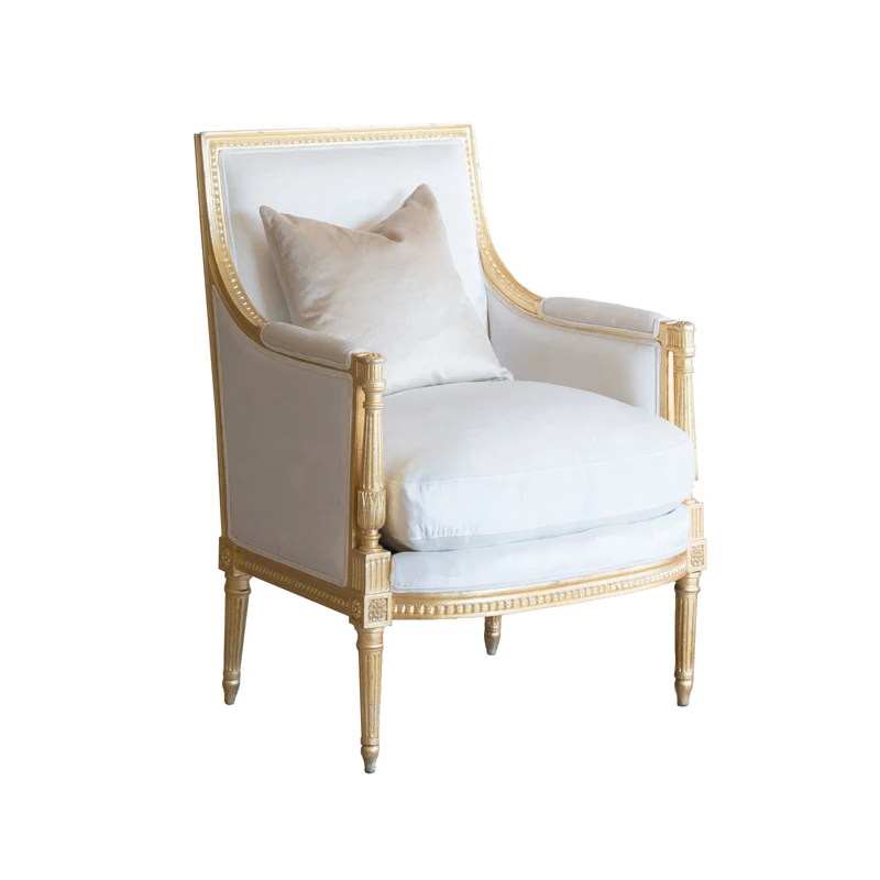 

French retro single sofa, model room leisure sofa, hotel clubhouse luxury solid wood sofa custom