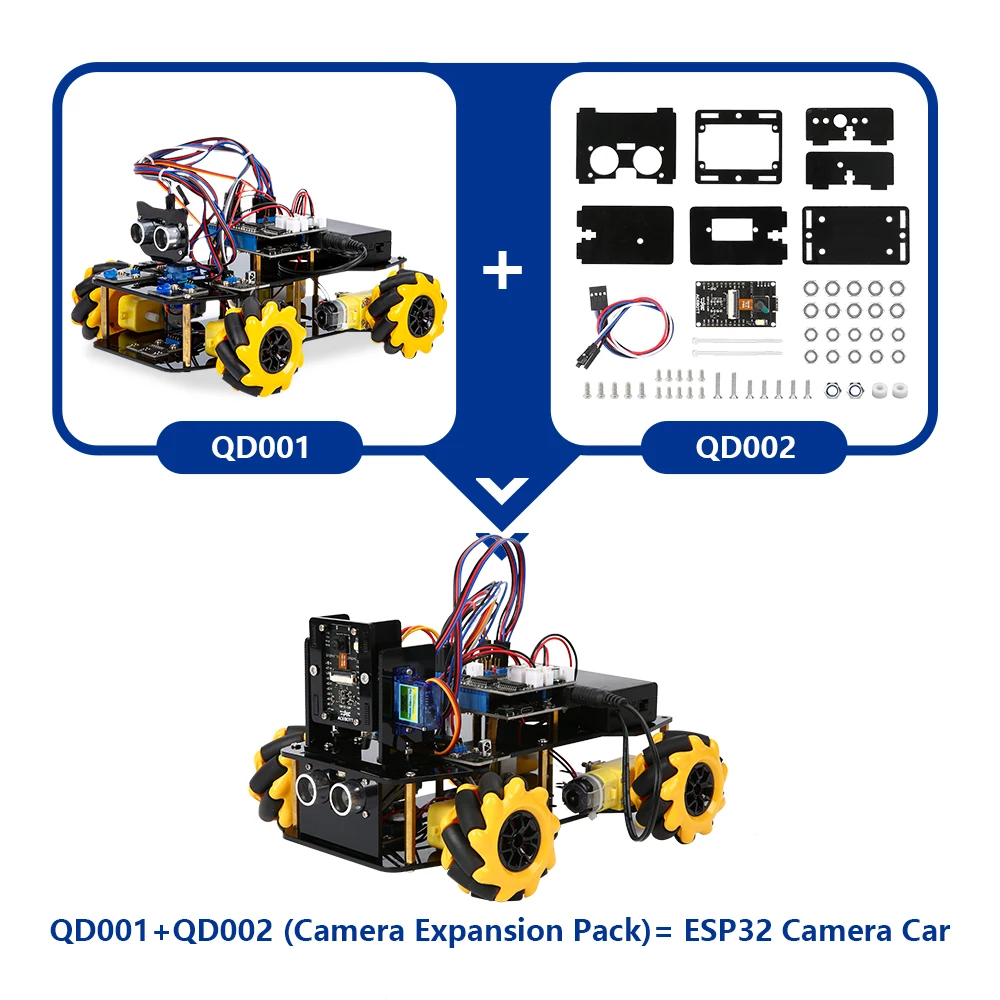 ACEBOTT ESP32 IoT WiFi Wheel Programmable Obstacle Avoidance Tracking Scratch Coding Starter Smart Robot Car kit for Arduino