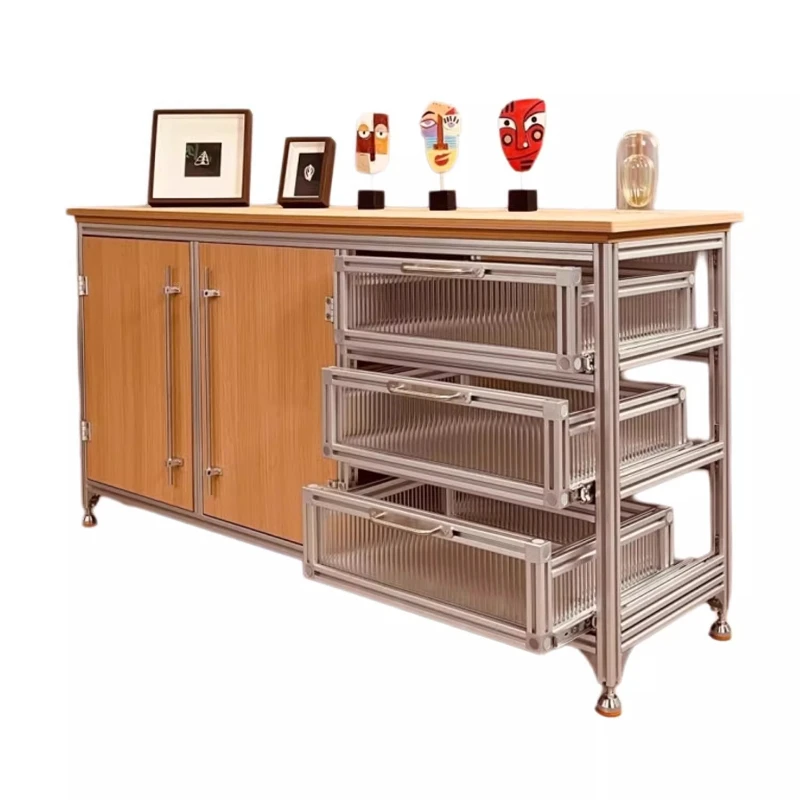 

Living room storage locker multi-layer display rack installation-free modern simple solid wood rack