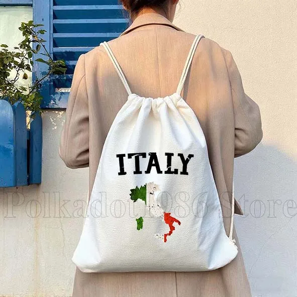 Lake Como Florence Italy Flag Italia Map Cinque Terre Italien Girl Canvas Drawstring Bag Soccer Backpack Sackpack String Bag