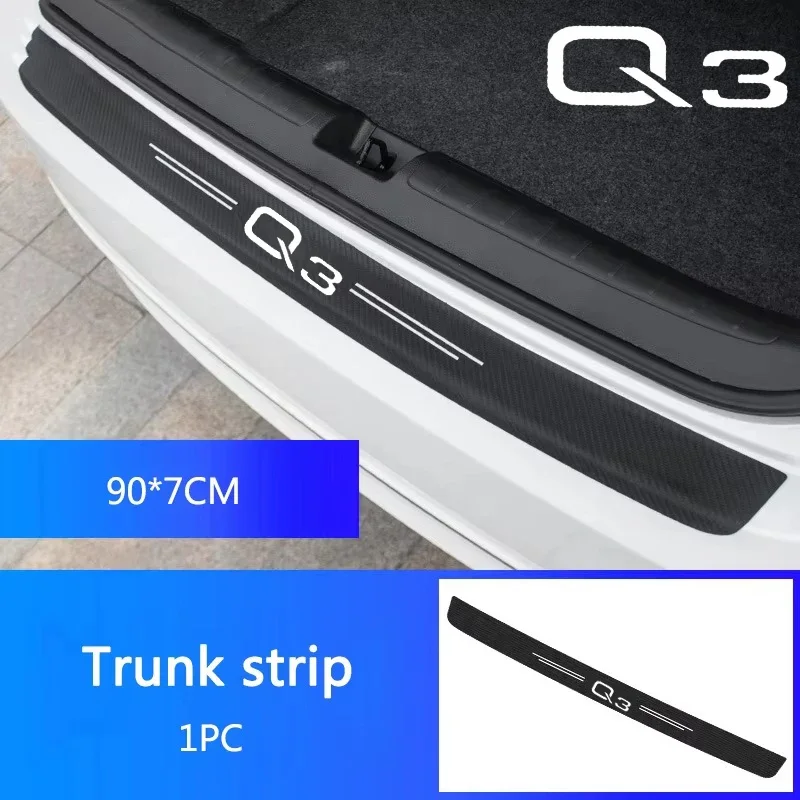 1pc Car Door Sill Protector Stickers Trunk threshold Anti scratch For Audi Q3 Logo Trunk Bumper Guard Stickers Auto Accessories