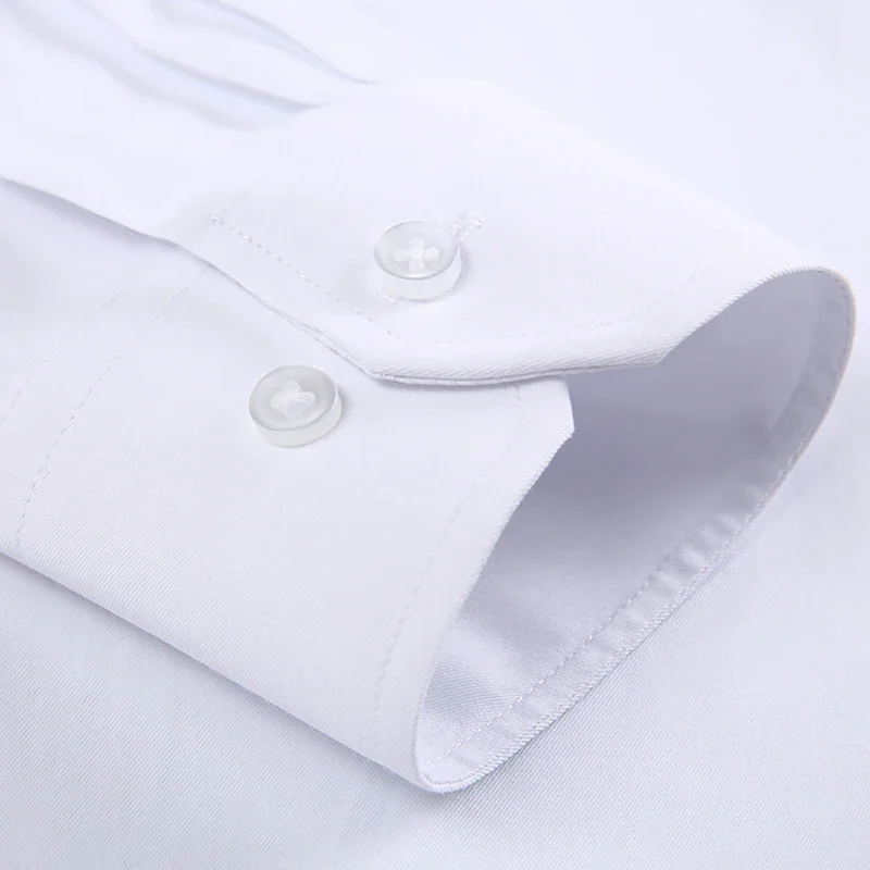 Classic Long Sleeve Slim-fit Dress Shirts Men Formal Business Social Simple Basic Design White Work Office Casual Shirt