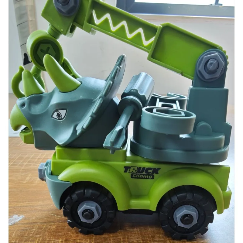 Children's assembled dinosaur toy car disassembly screw assembly puzzle boy toy sliding simulation hole dragon disassembly car