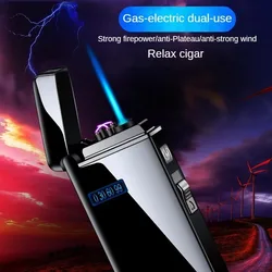 Outdoor High Flame Gas lighter Windproof Electric USB Rechargeable Cigarette Lighters Smoking Accessories Fashion Smoking Tools