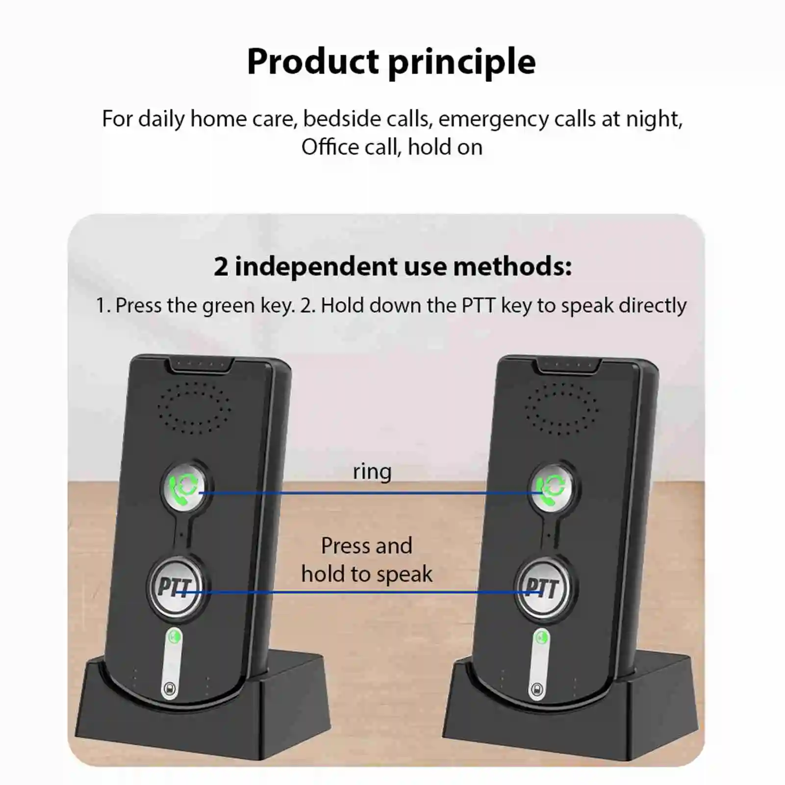 2Pcs Wireless Voice Intercom 1000 Meters Long Range Portable Elderly Two Way Talk Intercom for Home Villa Hospital