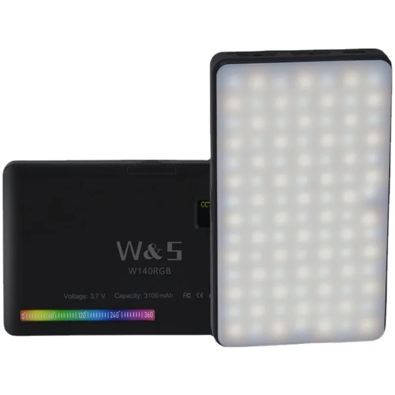 W140 LED RGB Color Video Light 2500-9000K 8W 3100mAh Photography Camera Light Dimmable Pocket Light for DSLR SLR Camera Lamp