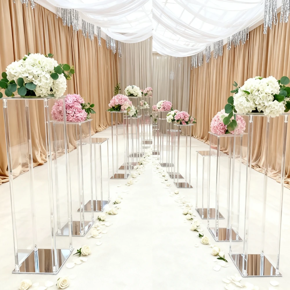 

4pcs/12pcs)10pcs)f30 Candelabra Acrylic Metal Candlestick for Wedding Props Clear Crystal Road candlestick Wedding Candle Holder