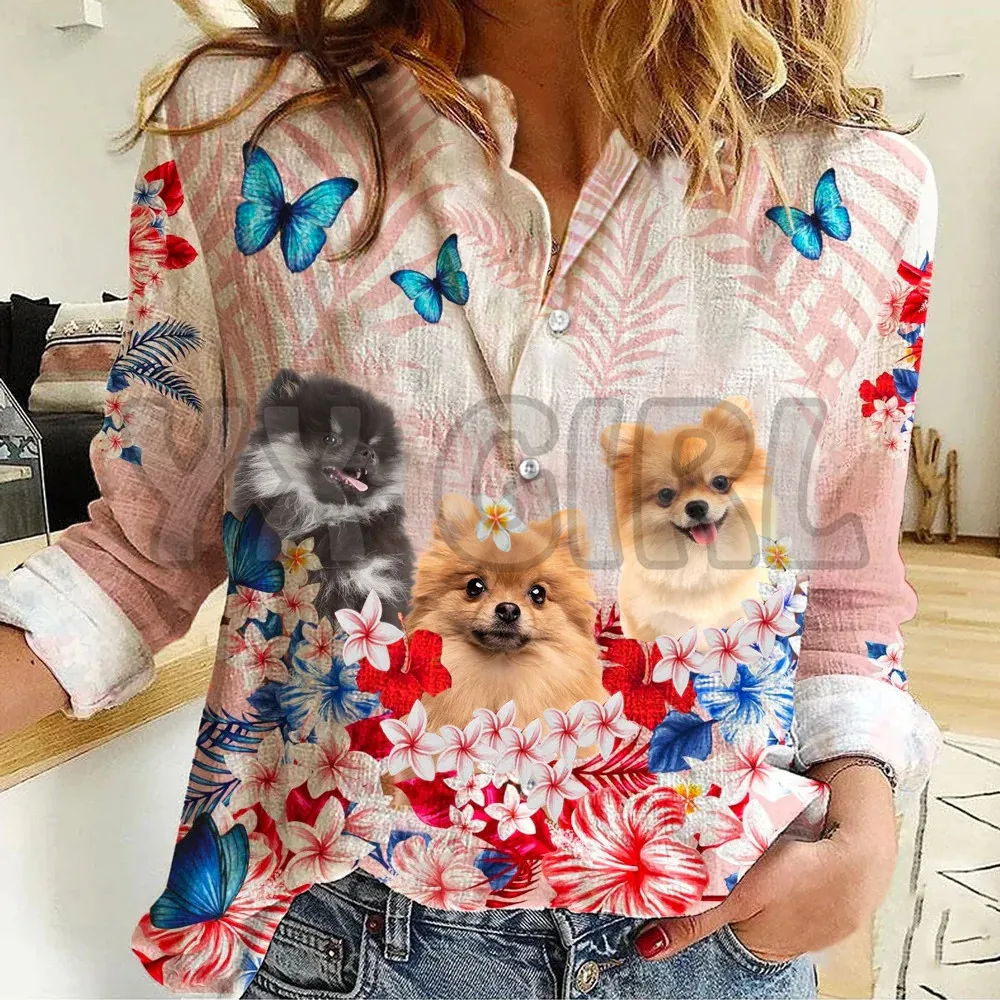 YX GIRL Rottweiler Floral Casual Shirt  3D Printed Button-down Shirt Casual Unique Streewear