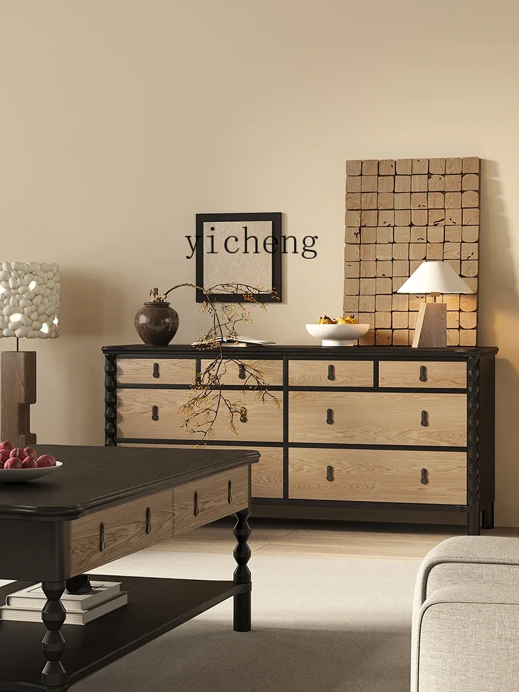 ZK ريترو خشب متين خزانة جانبية مدخل الفيلا القديمة الأوسط خزانة التحف غرفة نوم التلفزيون خزانة إكسسوارات ديكور منزلي