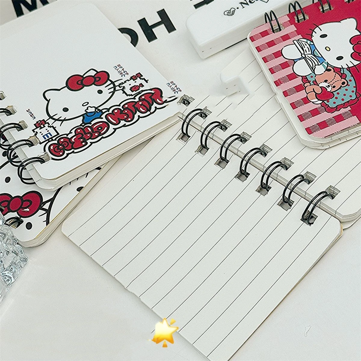 دفتر صغير A7 لفائف مرحبا كيتي دفتر 1/4 قطعة/المجموعة مذكرات رسم كتاب اللوازم المدرسية القرطاسية يخدش مذكرات #5