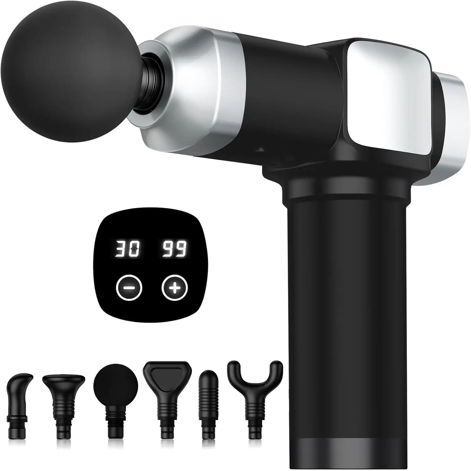 

Портативный массажный пистолет с 30 скоростями и 6 насадками для глубокого расслабления мышц и снятия боли, идеальный подарок для мужчин и женщин