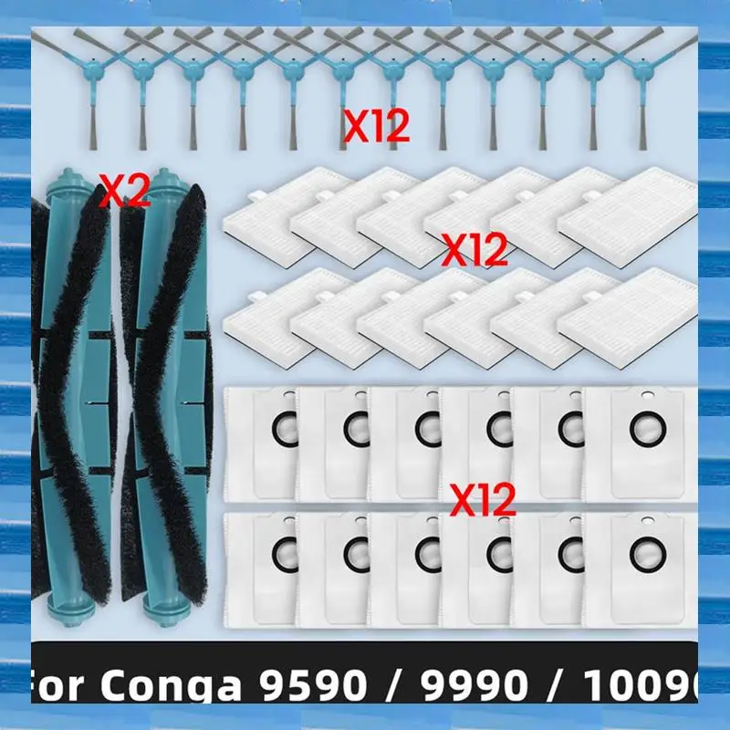

AT53 38 шт. щетка для пылесборника и набор фильтров для Cecotec Conga 9590 9990 10090, аксессуары для пылесоса, запасные части