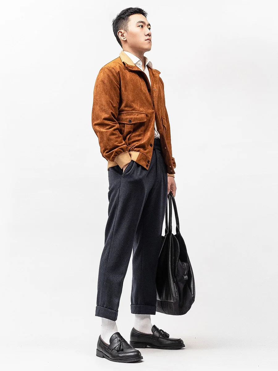 POT&CRAFTSMAN зимние мужские толстые твидовые повседневные брюки, шерстяные классические брюки Gurkha, расширенные утолщенные брюки, настраиваемые