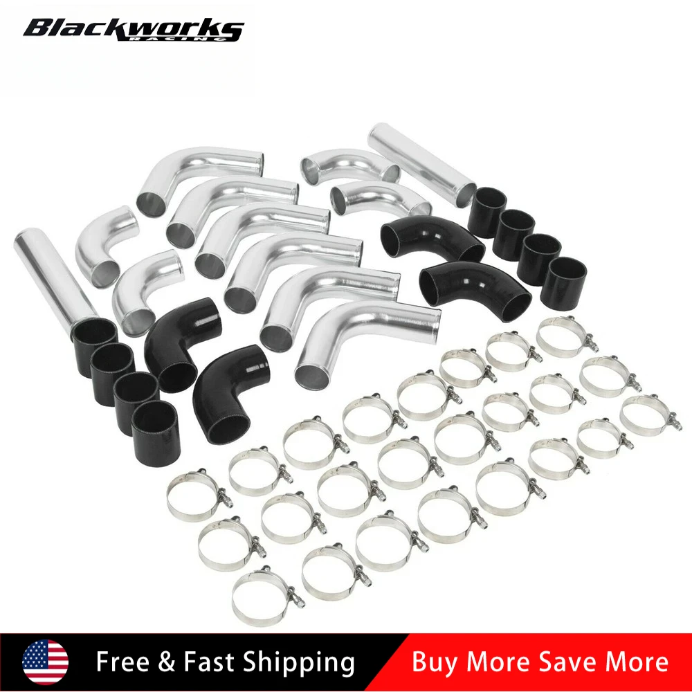 

3" Inch Universal Aluminum Turbo Intercooler Pipe Piping Kit + Hose + Clamp