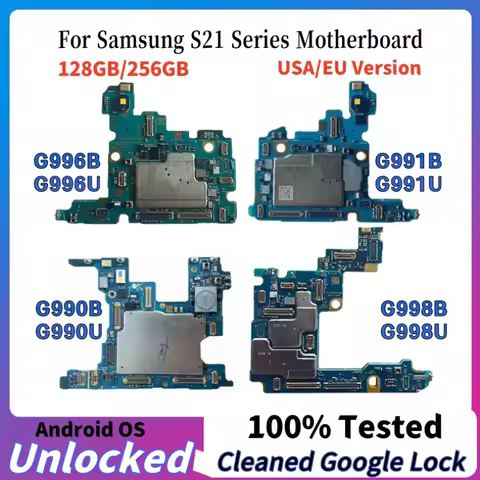 100% Working Unlocked Motherboard for Samsung Galaxy 5G S21 G991 S21FE G990 S21 Ultra G998U G998B S21 Plus G996B/U Logic Board
