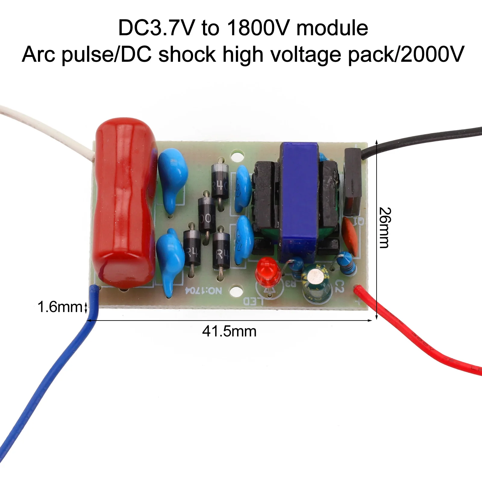 1pcsDC3.7V Up To 1800V Boost Module Arc Pulse DC Shock High Voltage 2000V Boost Power Module Arc Pulse High Voltage Capacitor