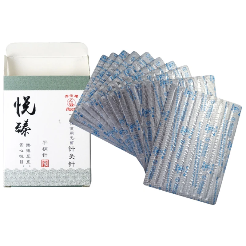 10box*100pcs/pack New Sterile Acupuncture Needle 1000 Hwato Flat Handle Needle Asepsis Disposable Aluminum Foil Packing