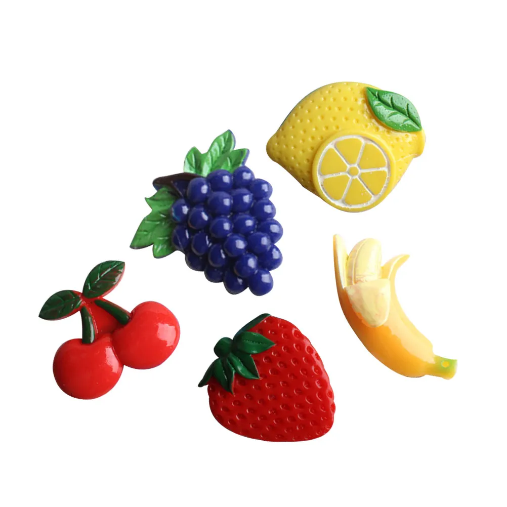 Imanes coloridos con forma de fruta para nevera, pegatinas de resina para refrigerador, decoración para el hogar y la oficina, notas, recetas, obras de arte, cereza, 5 uds.