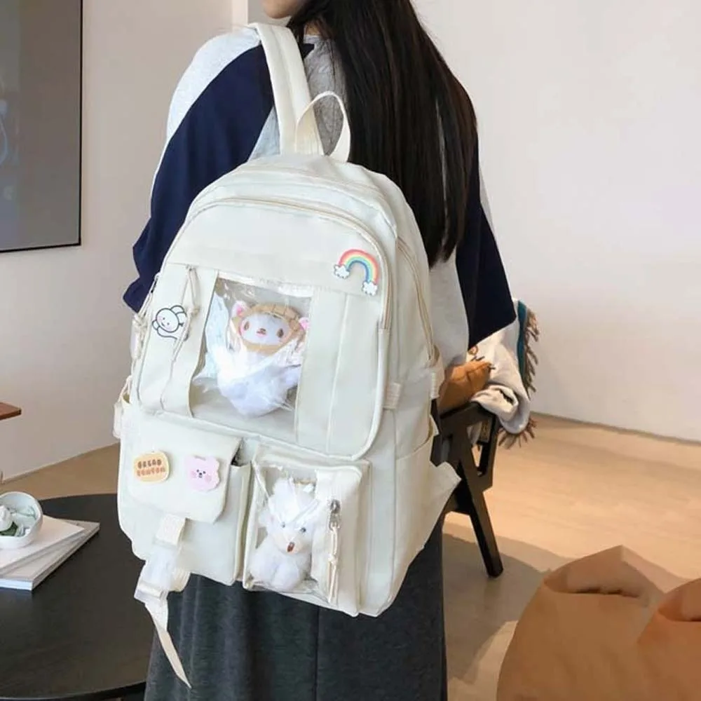 

Однотонный нейлоновый рюкзак Ita, прочный, с мультяшными значками, школьный ранец для студентов, прозрачный, с защитой от царапин