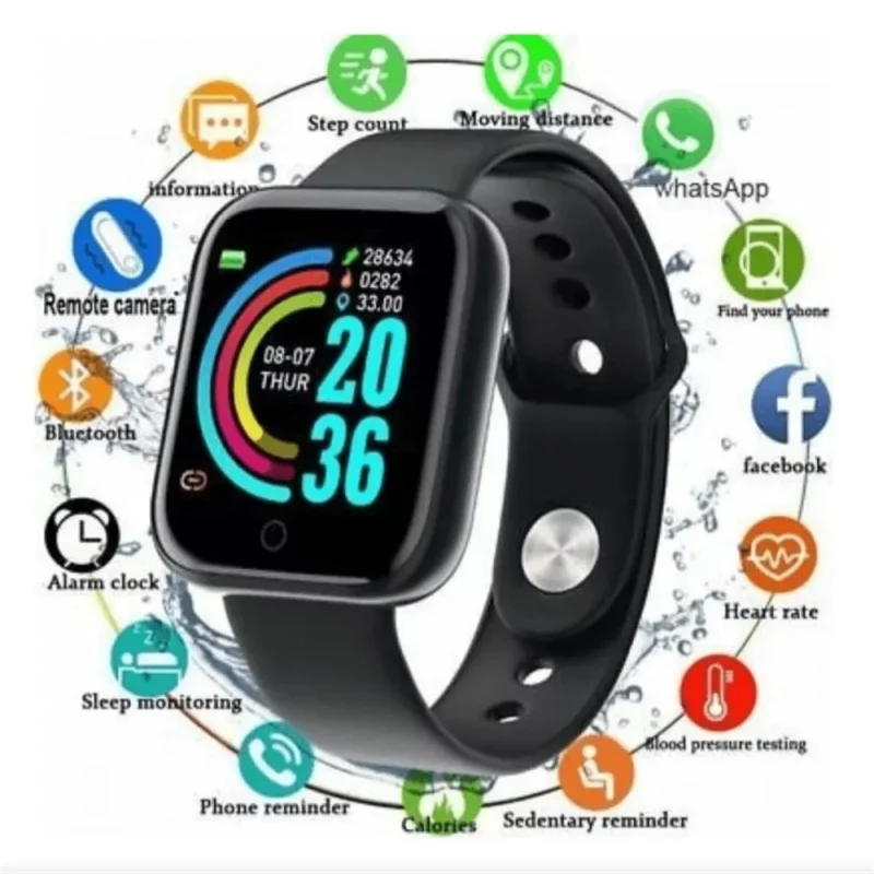 Y68 Smart Watch Bluetooth Fitness Tracker Men Women Smartwatch Heart Rate Monitor Blood Pressure Sports Bracelet for Android IOS