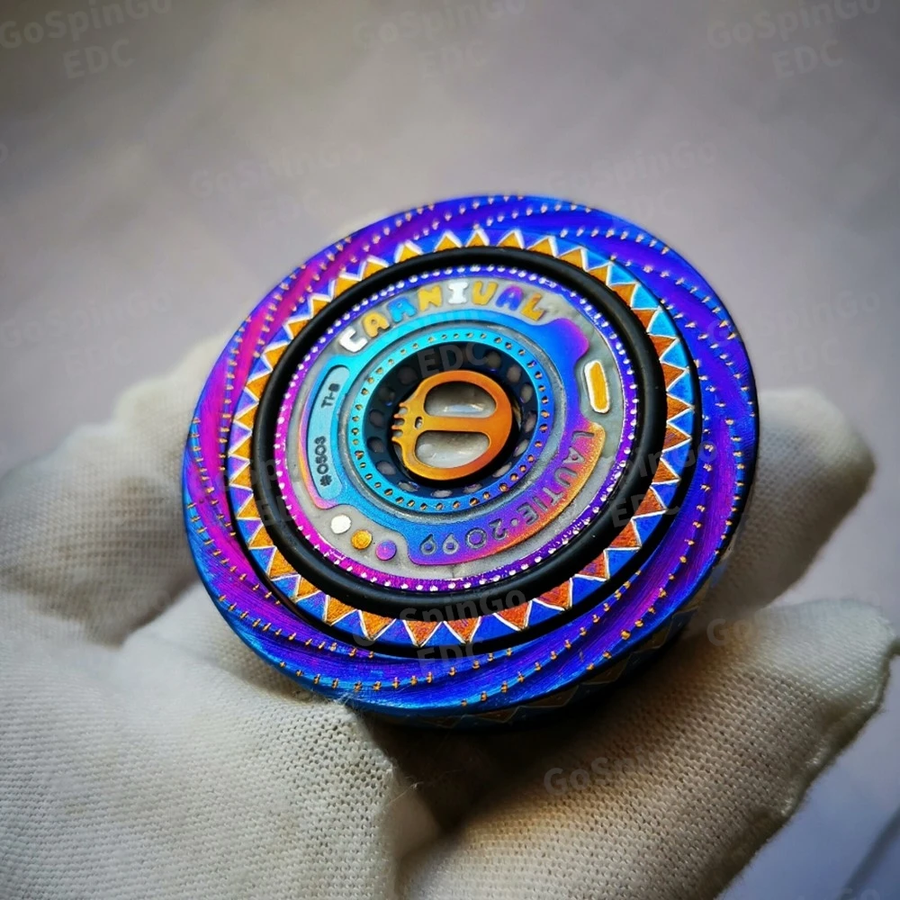 LAUTIE EDC Luminous Handmade Carving Carnival Fidget Spinner 2099 Series Titanium Fidget Toys For Adults Fidget Spinner