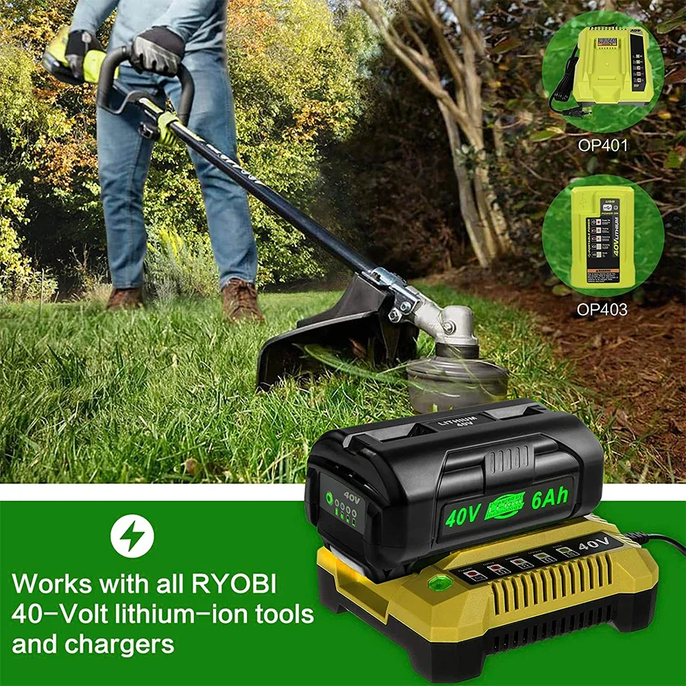 1/2/4 Uds 40V 6.0Ah OP4040 reemplazar para Ryobi 40V Li-on batería Pin Compatible con Ryobi 40 voltios OP40301 OP4050A OP40501 OP40601