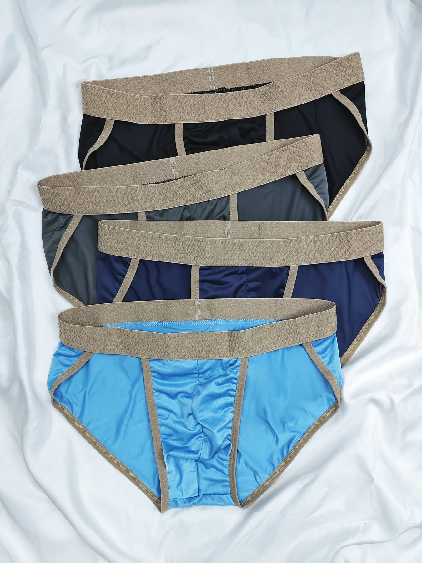 

4PCS new ice silk men's underwear, personalized, fashionable, trendy and sporty men's briefs