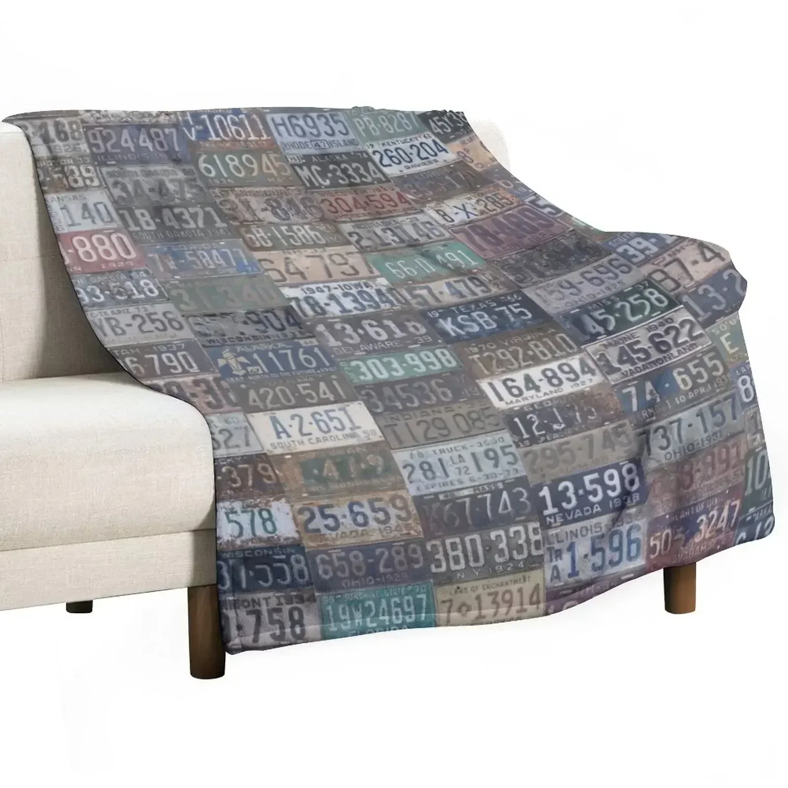 

Vintage USA License Plates Throw Blanket for babies Thin Giant Sofa Flannel Fabric Blankets