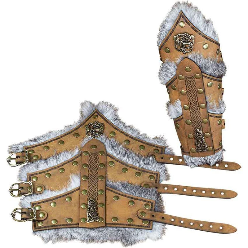 Medieval Cosplay Props Pu Leather Wide Bracer Lace Up Arm Armor Cuff String Steampunk Retro Warrior Gauntlet Wristband Halloween