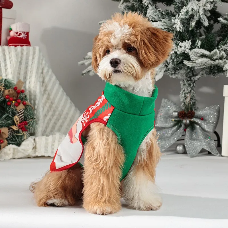 New Santa Claus Dog Clothes Avatar Cute Pet Clothes Contrasting Dog Coat New Christmas Festival