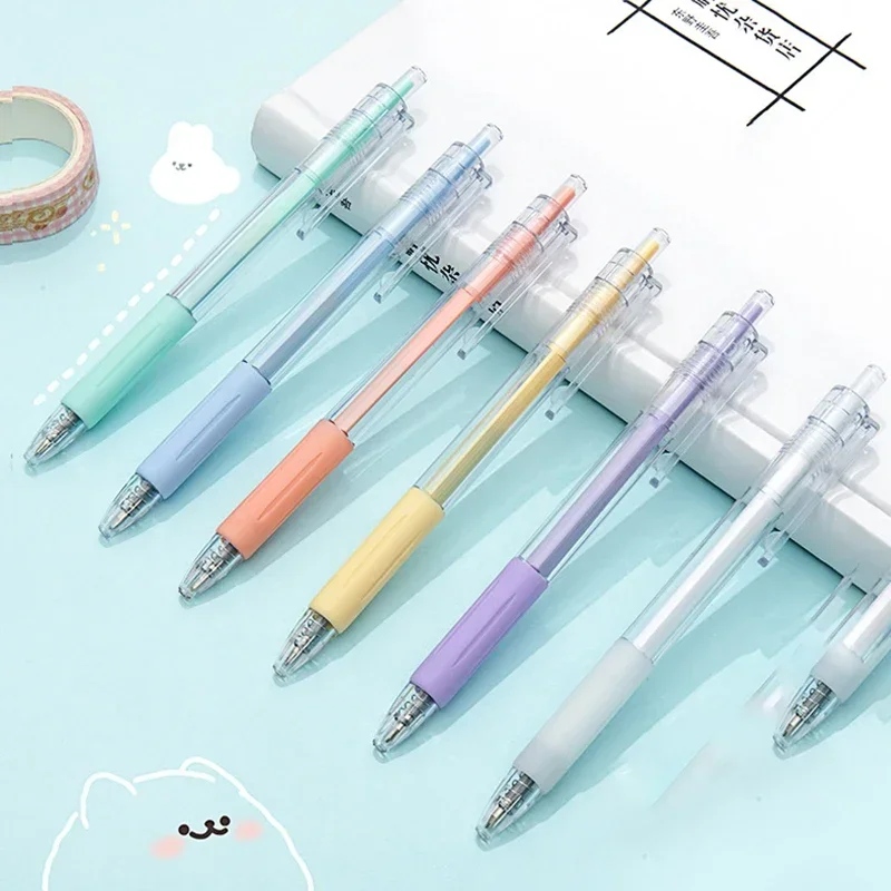 2024 Macaron 6 Colors Ballpoint Pen 0.5mm Black Ink Quick Dry Signing Pen for Student School Stationery  Kawaii Office Supplies