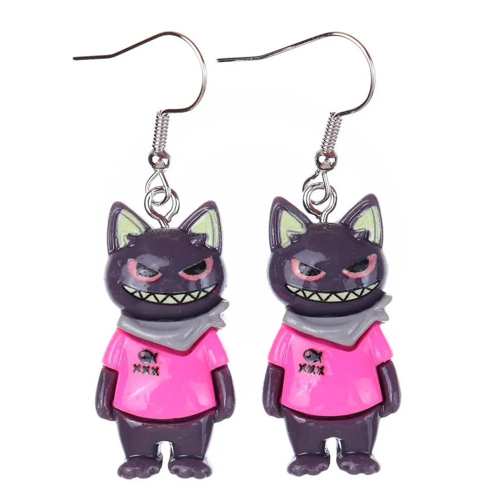 1pair Fun Cute Cartoon Cat Earrings Children's Fun Girl Heart Ear Hook Ear Drop Earrings Jewelry image 3