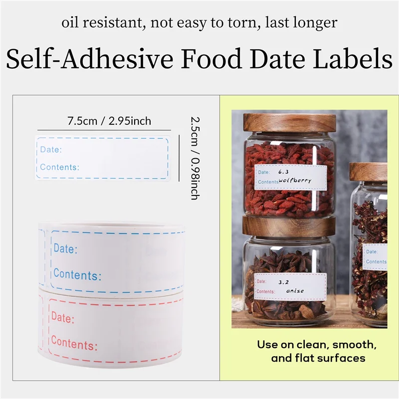 Y50A-300Pcs ملصقات الفريزر القابلة للإزالة 1 × 3 بوصة ملصقات تخزين المواد الغذائية، ملصق ورقي لفريزر الثلاجة سهل التنظيف #6