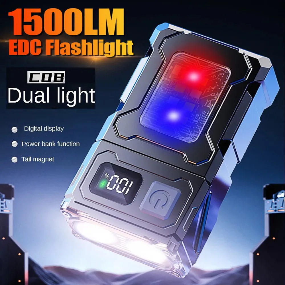 COB SMD Pocket Emergency Lantern 500LM Powerful Mini Torch 1200mAh LED Keychain Flashlight Rotatable for Camping Fishing Walking