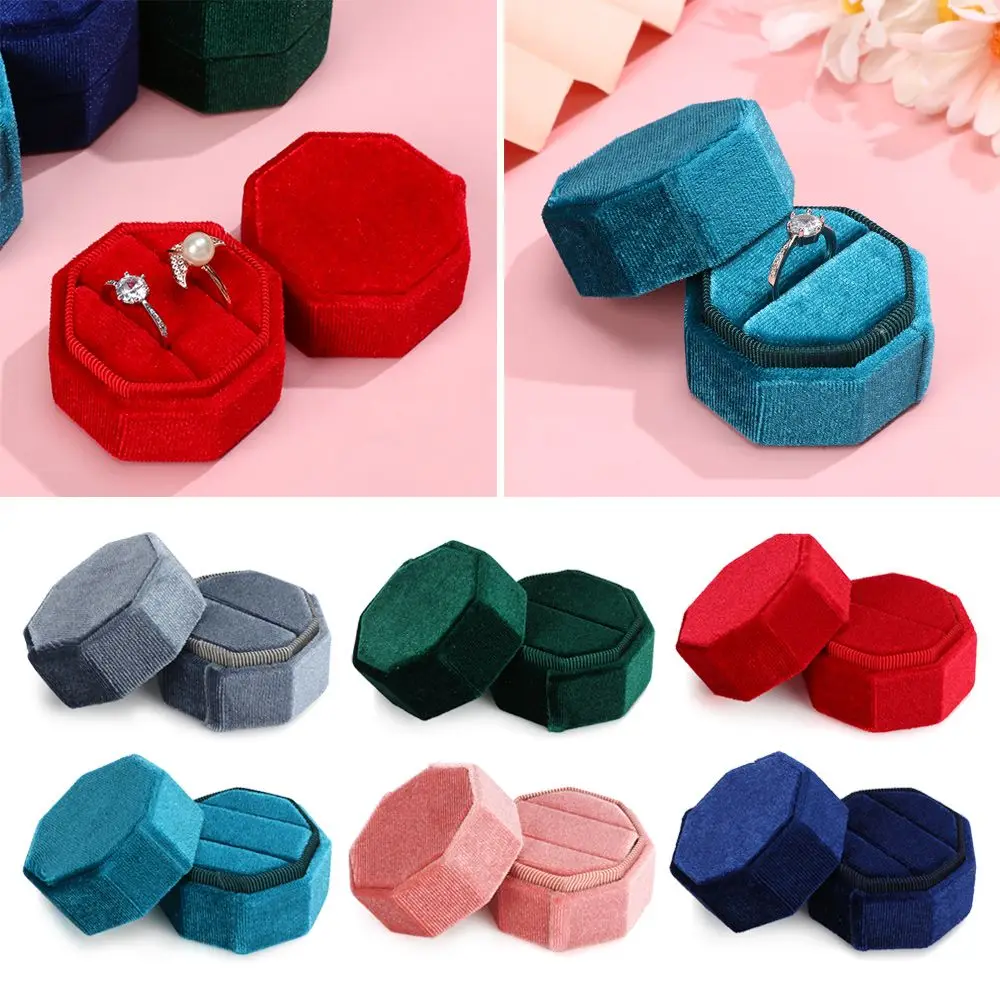 

High-quality Octagonal Wedding Durable With Detachable Lid Display Box Velvet Jewelry Box Ring Storage Box