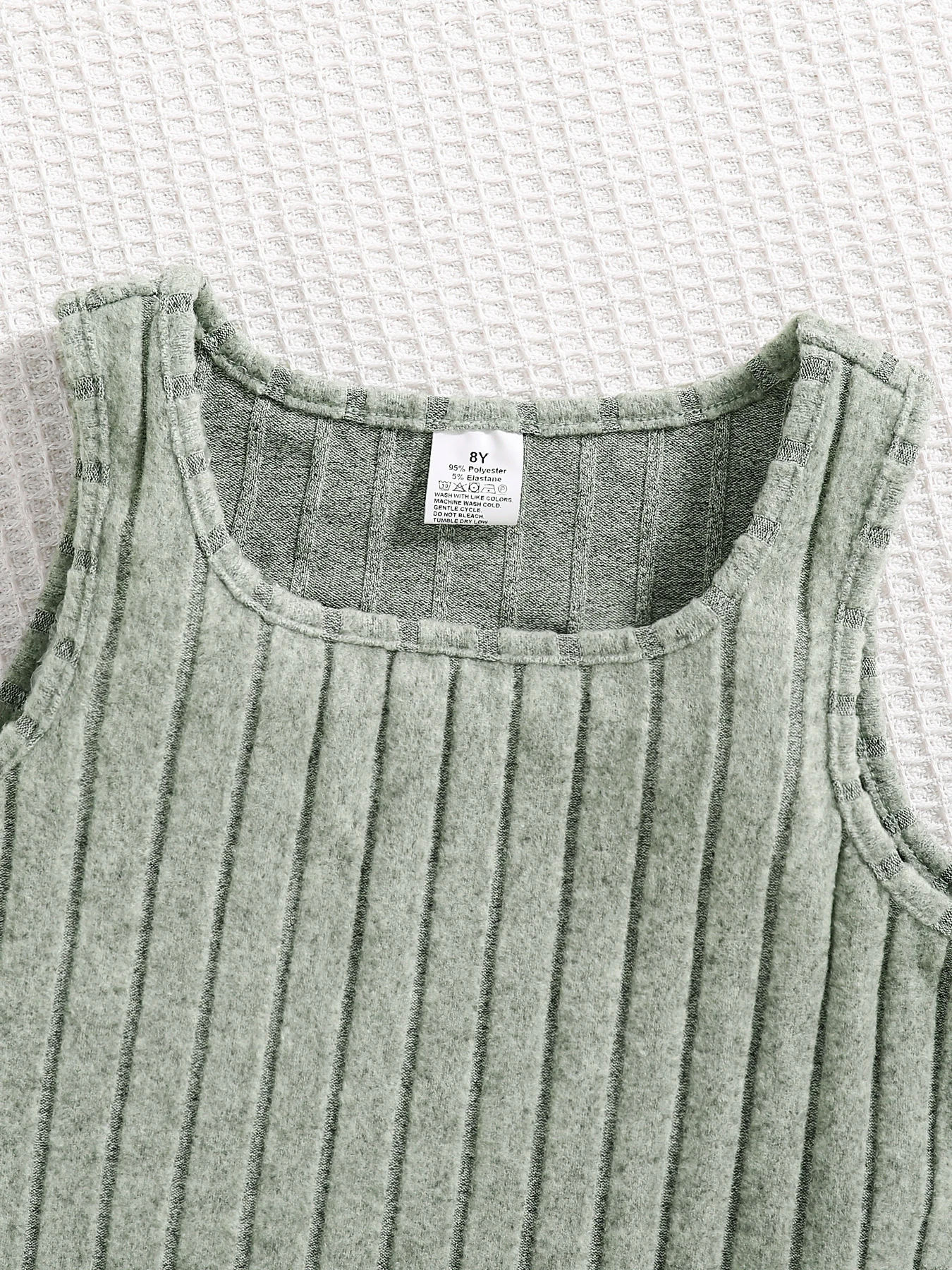 Spring and autumn new girls fashion knitted solid color pit strip mid-collar long-sleeved shirt + sleeveless vest casual dress 2 image 5