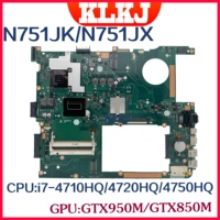 Dinzi N751JK Mainboard For ASUS N751JX N751J N751JM Laptop Motherboard W/I7-4710HQ/I7-4700HQ 4750HQ GTX850M GTX950M EDP or LVDS