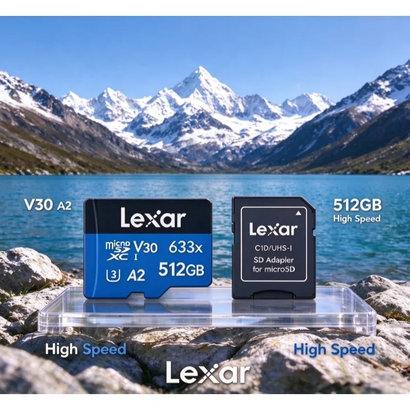 Lexar MicroSDXC Memory Card 633x V30 A2 High Speed TF Card With SD Adapter For 4K Video Recording