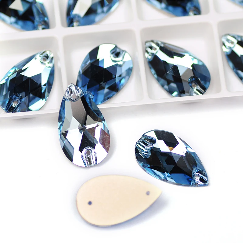 YANRUO 3230 All Sizes Aquamarine Drop Sewing Garment Flatback Strass Sew On Crystal Stones For Shoes