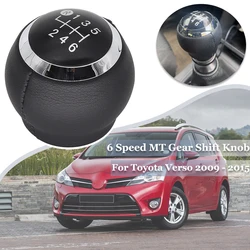 6 Speed MT Gear Shift Knob GearStick Lever Pen Pu Leather Shifter Handball Chrome M12 Black For Toyota Verso 2009-2013 2014 2015