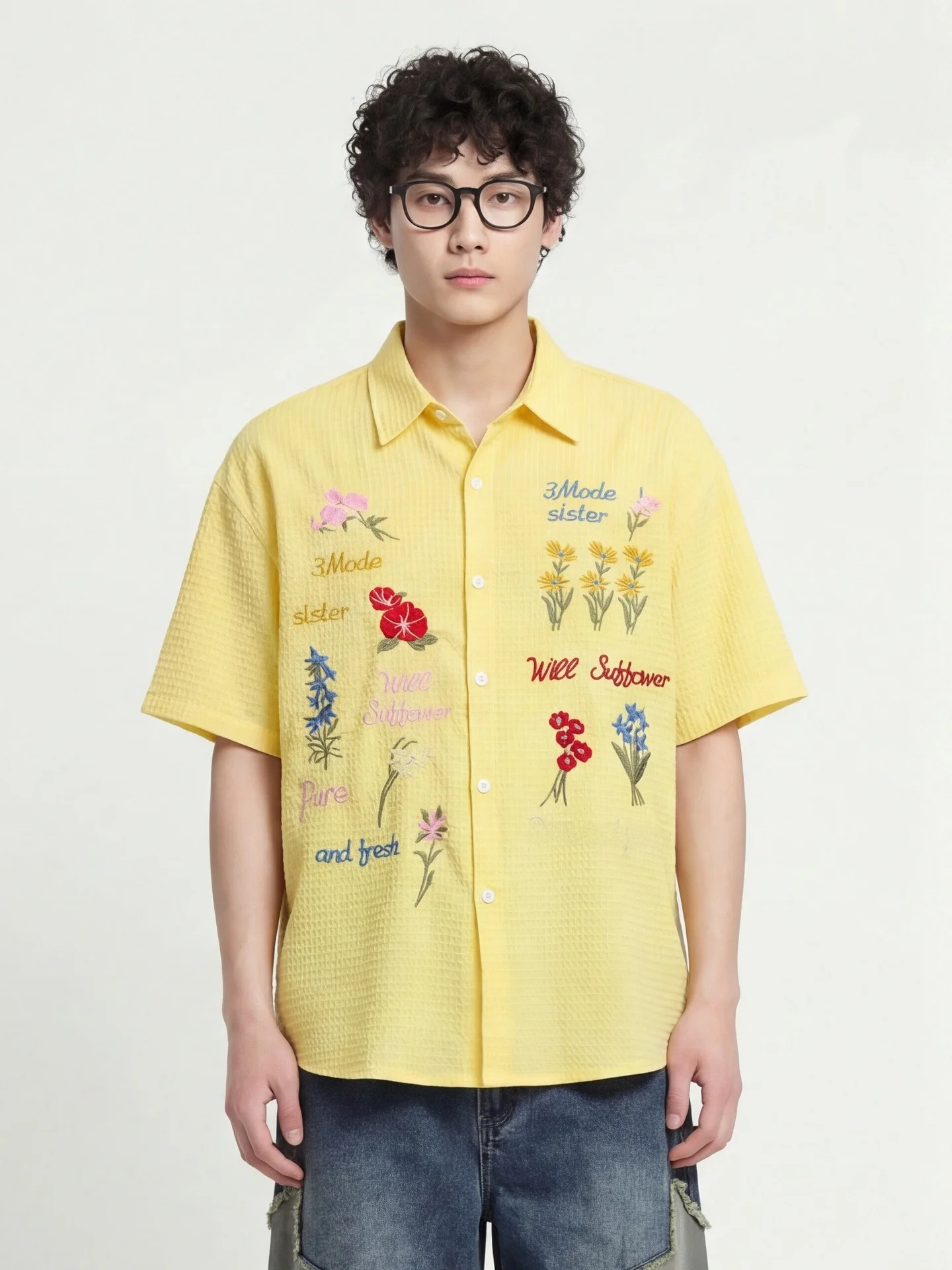 

Loose ort Sve Embroidered Floral irt Vintage Design Casual Sle Polyester Fiber Spring Autumn ex irt