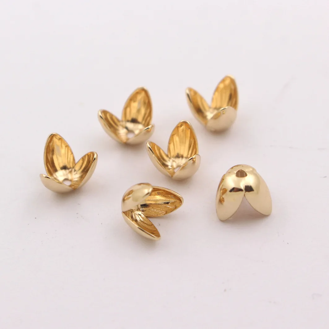 50pcs Brass Casted 3 Petals 5 Petals Flower Pendant Beads Caps Charms High Quality Jewelry Accessories DIY Findings